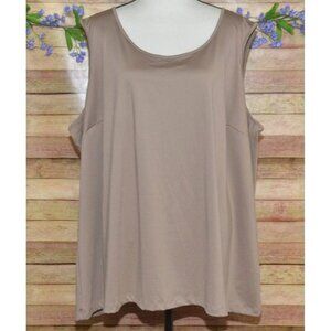Catherines 4X Tank Top Shirt Brown Taupe Travel Stretch Scoop Neck Sleeveless